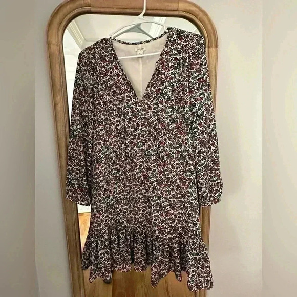 J. Crew Factory Relaxed Fiery Sunset Floral Print Shift Dress Flounce Hem XS - Picture 1 of 7